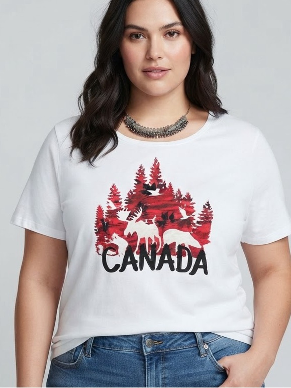 😍NORTHERN REFLECTIONS White Short Sleeve CANADA Crew Neck T-Shirt